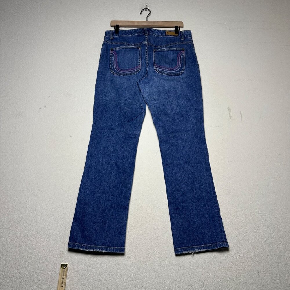 Tommy Hilfiger Denim Jean Pant Women 12 Low Rise Bootcut Flared Y2K Embroidered - Picture 3 of 14